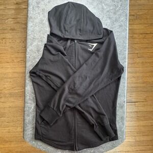 Gymshark Hoodie Mens Large Black Full Zip‎ Gym Workout Athletic Jacket *READ*